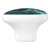 Aquamarin Blue and Gold Glitzer Agate Keramikknauf (Seitenansicht)