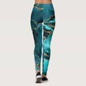 Aquamarin Blue and Gold Glitzer Agate Leggings (Rückseite)