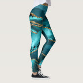 Aquamarin Blue and Gold Glitzer Agate Leggings (Rechts)