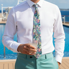 Aquamarin Blue and Gold Glitzer Agate Neck Tie Krawatte