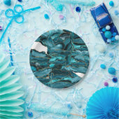 Aquamarin Blue and Gold Glitzer Agate Pappteller (Party)