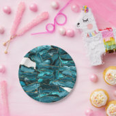 Aquamarin Blue and Gold Glitzer Agate Pappteller (Party)