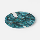 Aquamarin Blue and Gold Glitzer Agate Pappteller (Schrägansicht)