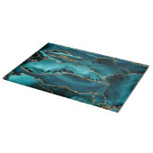 Aquamarin Blue and Gold Glitzer Agate Schneidebrett (Ecke)
