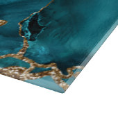 Aquamarin Blue and Gold Glitzer Agate Schneidebrett (Ecke)