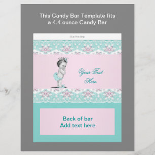 Aquamarin Blue and Pink Baby Dusche Candy Bar Wrap