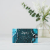 Aquamarin Blue and Silver Agate Wedding Registry Begleitkarte (Stehend Vorderseite)