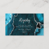 Aquamarin Blue and Silver Agate Wedding Registry Begleitkarte (Vorderseite)