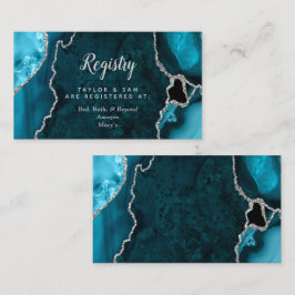Aquamarin Blue and Silver Agate Wedding Registry Begleitkarte