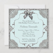 Aquamarin Blue and Silver Foto Sweet 16 Birthday P Einladung (Rückseite)
