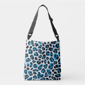 Aquamarin Blue Animal Print Tragetaschen Mit Langen Trägern (Vorderseite)