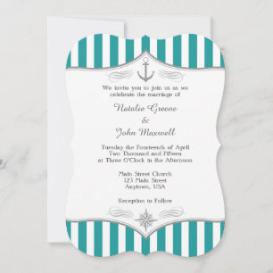 Aquamarin Blue Aqua Gray Einladung zur Hochzeit
