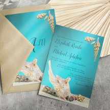 Aquamarin Blue Aqua Seashell Beach Wedding