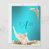 Aquamarin Blue Aqua Seashell Beach Wedding Einladung (Rückseite)