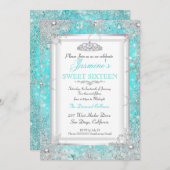 Aquamarin Blue Aqua Silver Winter Wonderland Sweet Einladung (Vorne/Hinten)