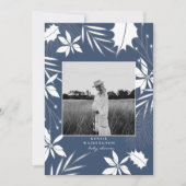 Aquamarin Blue B/W Foto Babydusche Einladung (Vorderseite)