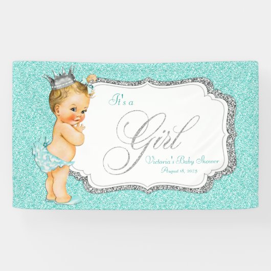 Aquamarin Blue Baby Dusche Banner (Horizontal)
