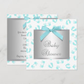 Aquamarin Blue Baby Hands Feet Baby Dusche Einladung (Vorne/Hinten)