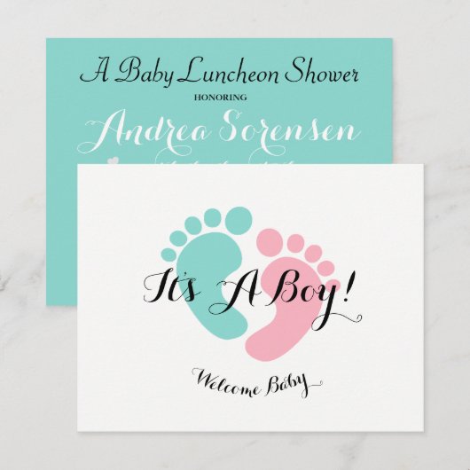Aquamarin Blue Baby Reveal Baby Shower Einladung (Vorne/Hinten)