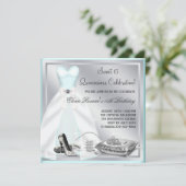 Aquamarin Blue Ball Gown High Heels Aquamarine Qui Einladung (Stehend Vorderseite)