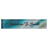 Aquamarin Blue Banded Agate Muster Personalisiert Namensplakette (Vorderseite)