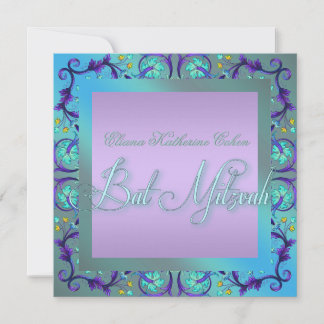 Aquamarin Blue Bat Mitzvah Einladungen