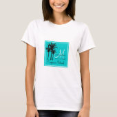Aquamarin Blue Beach Wedding Palm Trees T-Shirt (Vorderseite)
