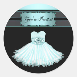 Aquamarin Blue Birthday Party Stickers