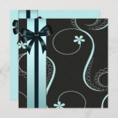 Aquamarin Blue Black Baby Dusche Einladung (Vorne/Hinten)