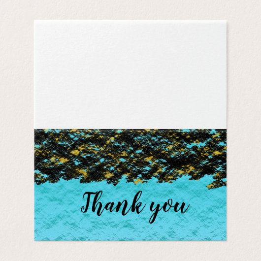 Aquamarin Blue Black Gold Patterns Abstrakt Danke (Außenseite Aufgefaltet)