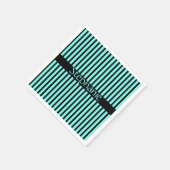 Aquamarin Blue Black Individuelle Name Stripes Bab Serviette (Ecke)