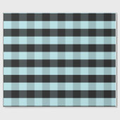 Aquamarin Blue Black Kariert überprüft Geschenkpapier (Flach)