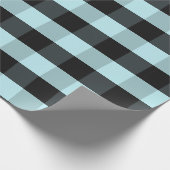 Aquamarin Blue Black Kariert überprüft Geschenkpapier (Ecke)