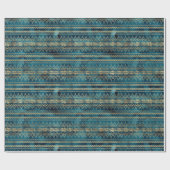 Aquamarin Blue Boho Geschenkpapier (Flach)