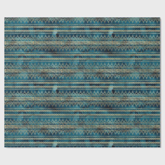 Aquamarin Blue Boho Geschenkpapier (Flach)