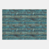 Aquamarin Blue Boho Geschenkpapier Set (Vorderseite)