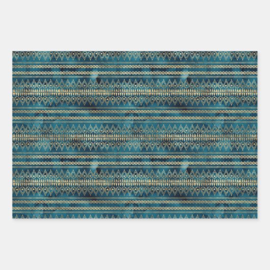Aquamarin Blue Boho Geschenkpapier Set (Vorderseite)