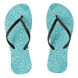 Aquamarin Blue Boho Mandala Badesandalen