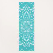 Aquamarin Blue Boho Mandala Personalisiert Meditat Yogamatte (Vorderseite)