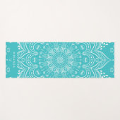 Aquamarin Blue Boho Mandala Personalisiert Meditat Yogamatte (Vorderseite (Horizontal))