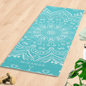 Aquamarin Blue Boho Mandala Personalisiert Meditat Yogamatte