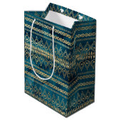 Aquamarin Blue Boho Mittlere Geschenktüte (Rückseite Schrägansicht)