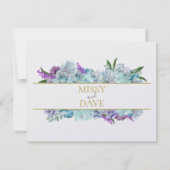 Aquamarin Blue Bouquet Traditionelle Hochzeitssuit Save The Date (Rückseite)