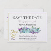 Aquamarin Blue Bouquet Traditionelle Hochzeitssuit Save The Date (Vorne/Hinten)