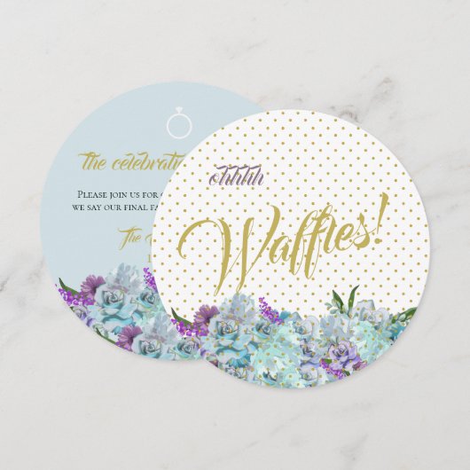 Aquamarin Blue Bouquet Wedding Suite Brunch Empfan Einladung (Vorne/Hinten)