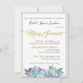 Aquamarin Blue Bouquet Wedding Suite Dusche Party Einladung (Vorderseite)