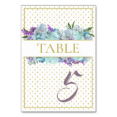 Aquamarin Blue Bouquet Wedding Suite Dusche Party Tischnummer (Rückseite)