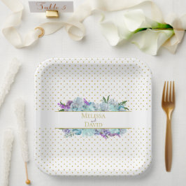 Aquamarin Blue Bouquet Wedding Suite Empfang Party Pappteller