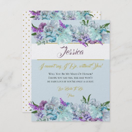 Aquamarin Blue Bouquet Wedding Suite meine Bridesm Einladung (Vorne/Hinten)