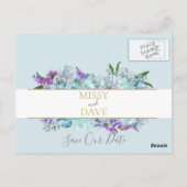 Aquamarin Blue Bouquet Wedding Suite Save the Date Postkarte (Rückseite)